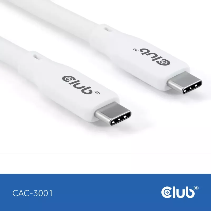 USB-C kábel CLUB3D CAC-3001 2m USB4 Gen 3x2 biely