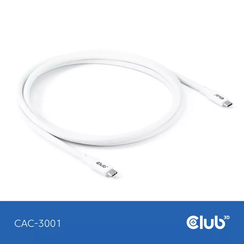 USB-C kábel CLUB3D CAC-3001 2m USB4 Gen 3x2 biely