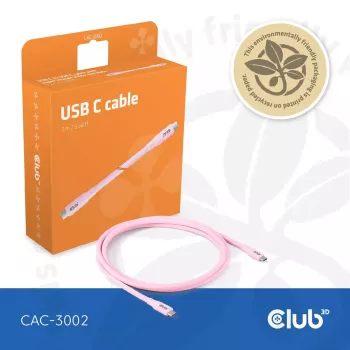 USB-C kábel CLUB3D CAC-3002 2m USB4 Gen 3x2 ružový