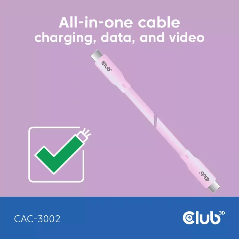 USB-C kábel CLUB3D CAC-3002 2m USB4 Gen 3x2 ružový