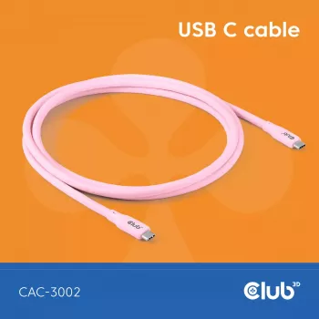 USB-C kábel CLUB3D CAC-3002 2m USB4 Gen 3x2 ružový