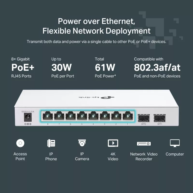 TP-Link FESTA FS310GP Sieťový switch Managed L2/L2+ Gigabit Ethernet (10/100/1000) Power over Ethernet (PoE) 1U biely