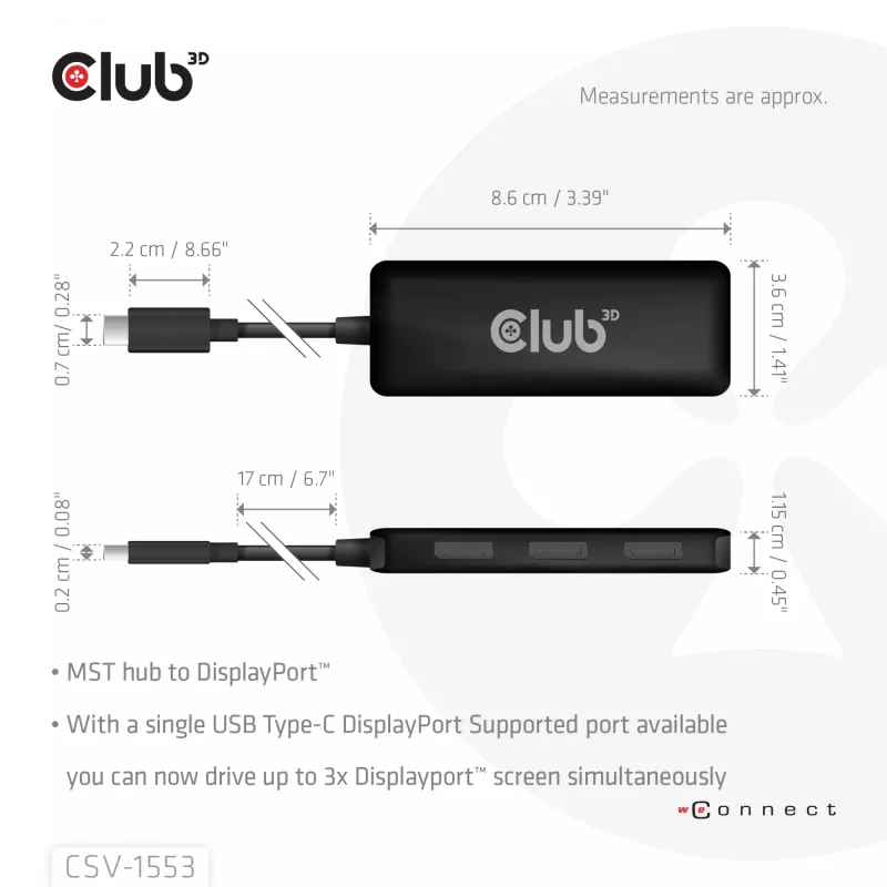 CLUB3D USB-C® na Triple DisplayPort™ 4K60Hz