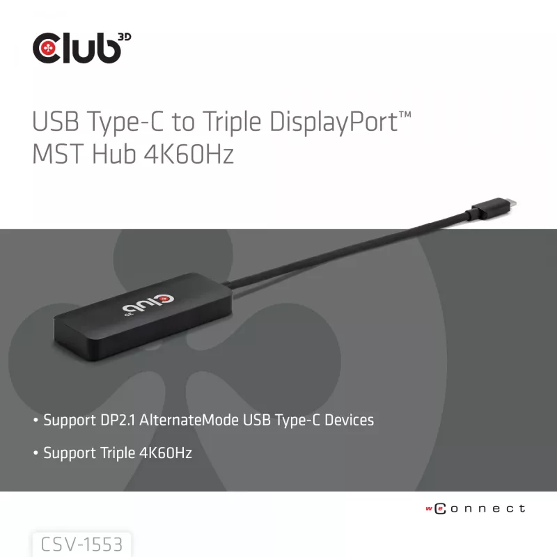 CLUB3D USB-C® na Triple DisplayPort™ 4K60Hz