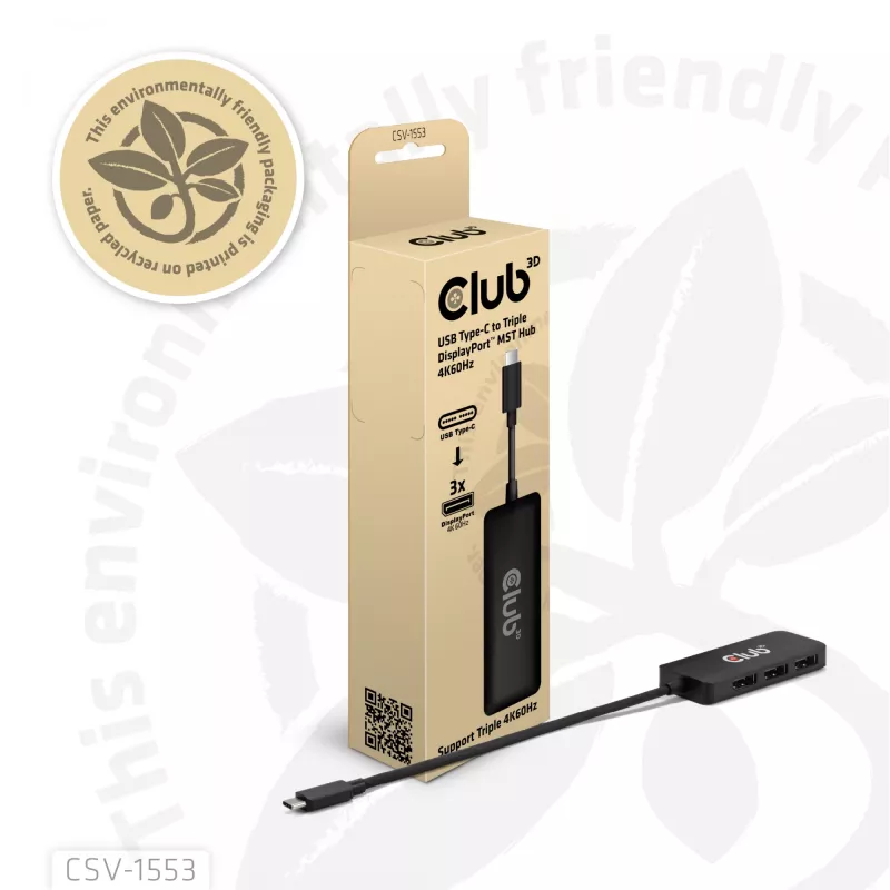 CLUB3D USB-C® na Triple DisplayPort™ 4K60Hz