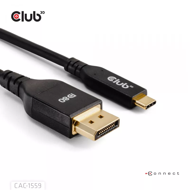 USB Type-C na DisplayPort 2.1 kábel, Club 3D CAC-1559, obojsmerný, VESA DP80 certifikovaný, 1 m