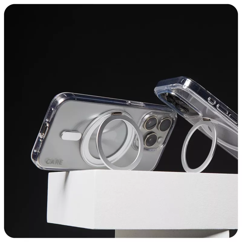 PanzerGlass CARE™ by ® Case transparentný so strieborným stojanom & MagSafe iPhone 16 Pro Max