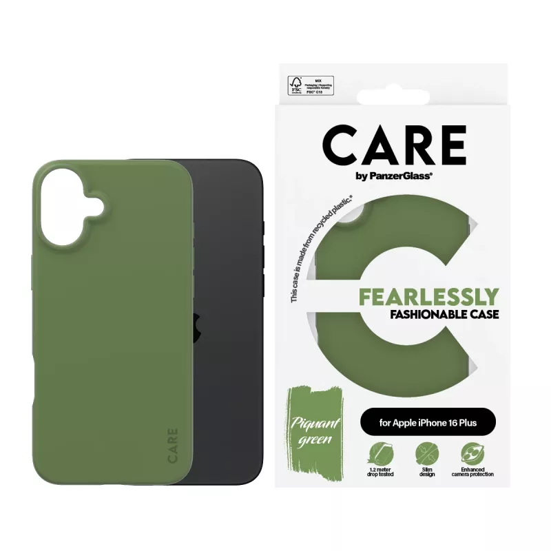 Puzdro PanzerGlass CARE by ® módne puzdro zelené iPhone 16 Plus