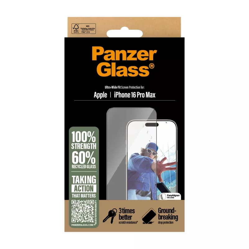 PanzerGlass® ochranná fólia displeja iPhone 16 Pro Max | Ultra-Wide Fit