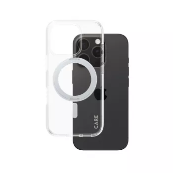 PanzerGlass CARE™ by ® Case transparentný so strieborným stojanom & MagSafe iPhone 16 Pro