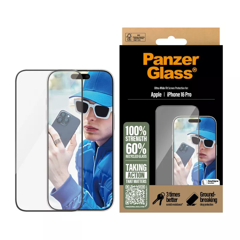 PanzerGlass ® ochranná fólia displeja iPhone 16 Pro | Ultra-Wide Fit
