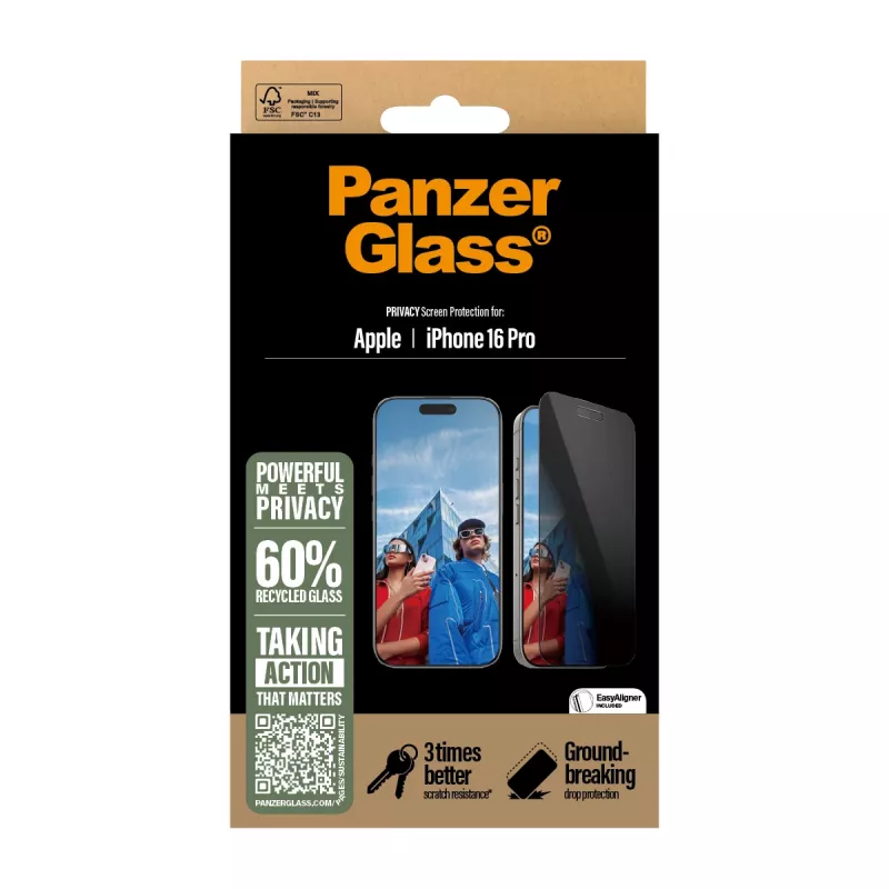 PanzerGlass ® ochranná fólia súkromia displeja iPhone 16 Pro | Ultra-Wide Fit s EasyAligner