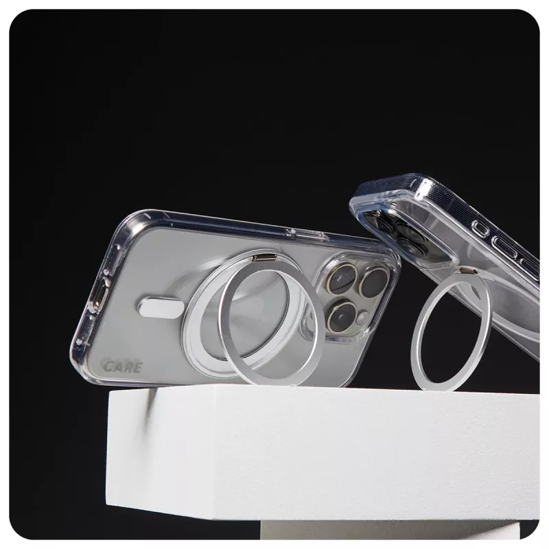 PanzerGlass CARE™ by ® transparentné puzdro so strieborným stojanom a MagSafe iPhone 16 Plus