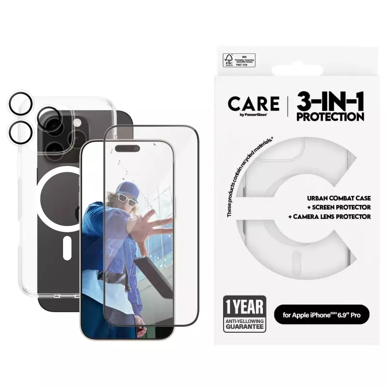 PanzerGlass ® | CARE by ® Flagship 3-in-1 sada iPhone 16 Pro Max