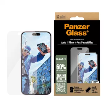 PanzerGlass® ochranná fólia displeja iPhone 16 Plus | 15 Plus | Classic Fit