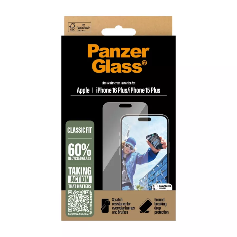 PanzerGlass® ochranná fólia displeja iPhone 16 Plus | 15 Plus | Classic Fit