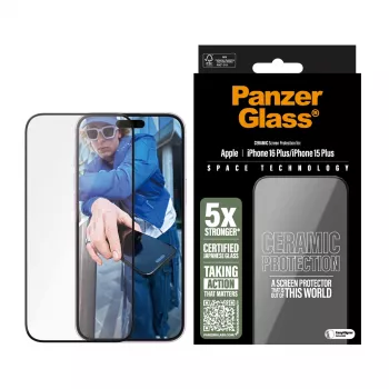 PanzerGlass ® keramická ochrana displeja pre iPhone 16 Plus | 15 Plus | Ultra-Wide Fit s EasyAligner