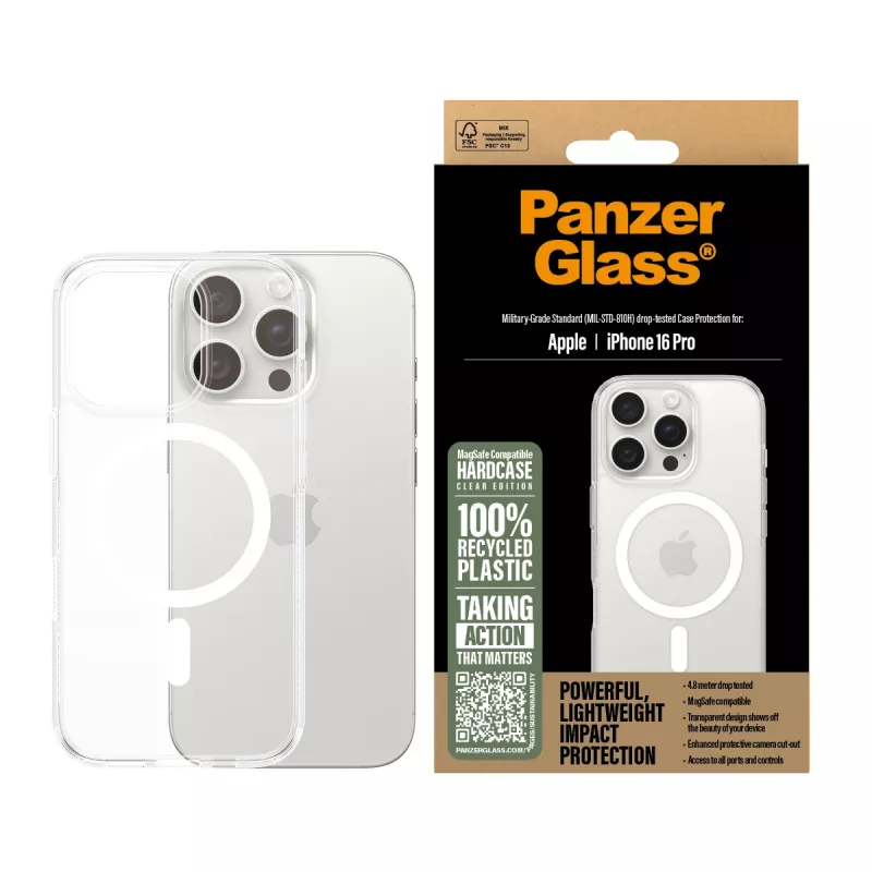 Puzdro PanzerGlass HardCase Transparent w. White MagSafe iPhone 16 Pro