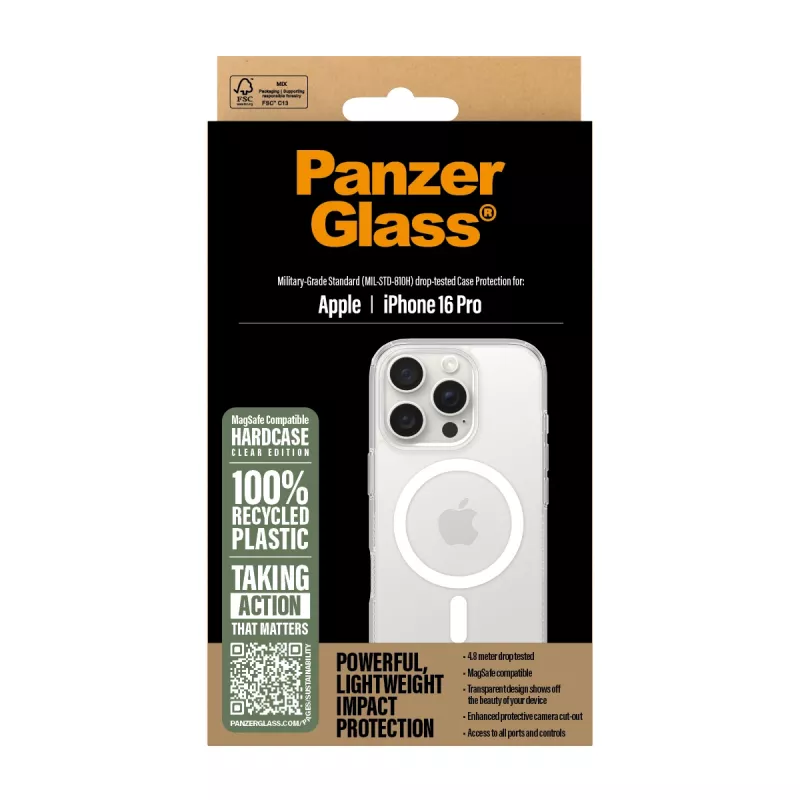 Puzdro PanzerGlass HardCase Transparent w. White MagSafe iPhone 16 Pro