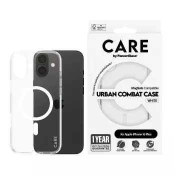 PanzerGlass CARE™ by ® Urban Combat puzdro Transparent w. White MagSafe iPhone 16 Plus