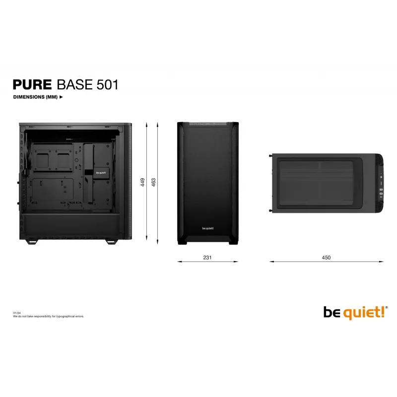 PC skriňa be quiet! PURE BASE 501 Black Midi Tower