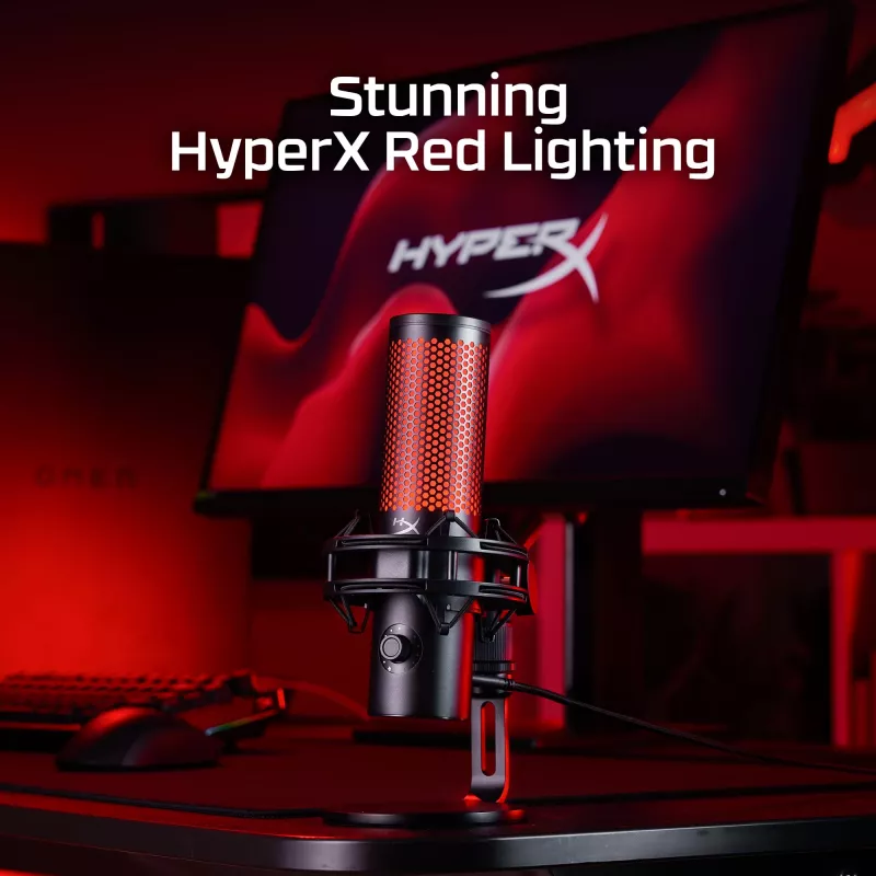 HyperX QuadCast 2 – USB mikrofón (čierny), podcastový mikrofón, -7,5 dB, 20 – 20000 Hz, 0,05 %, 32 Ω, 24 bit
