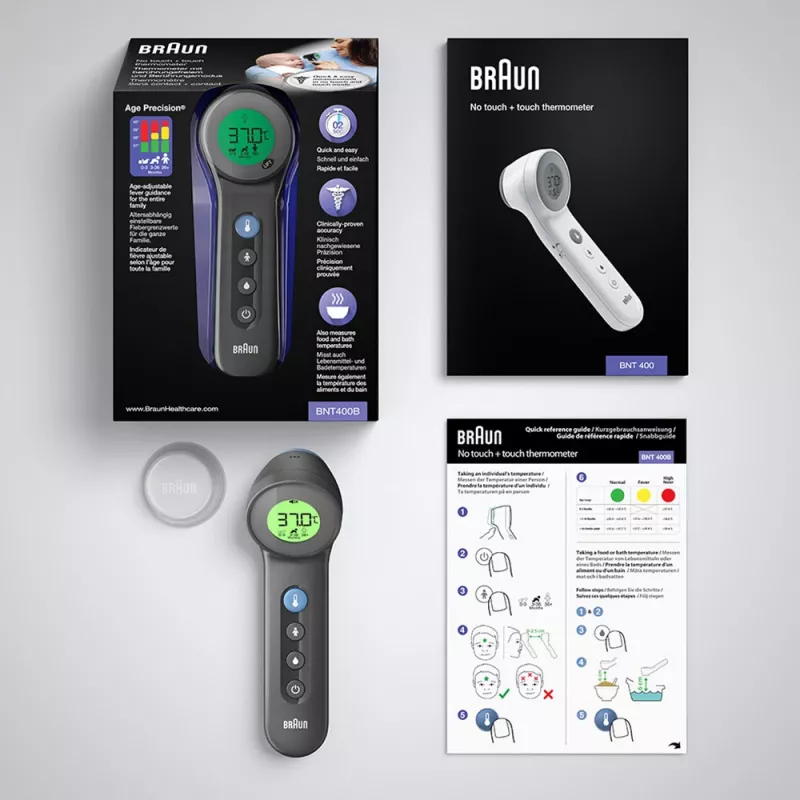 Braun BNT400 bezkontaktný čelný teplomer, sivý