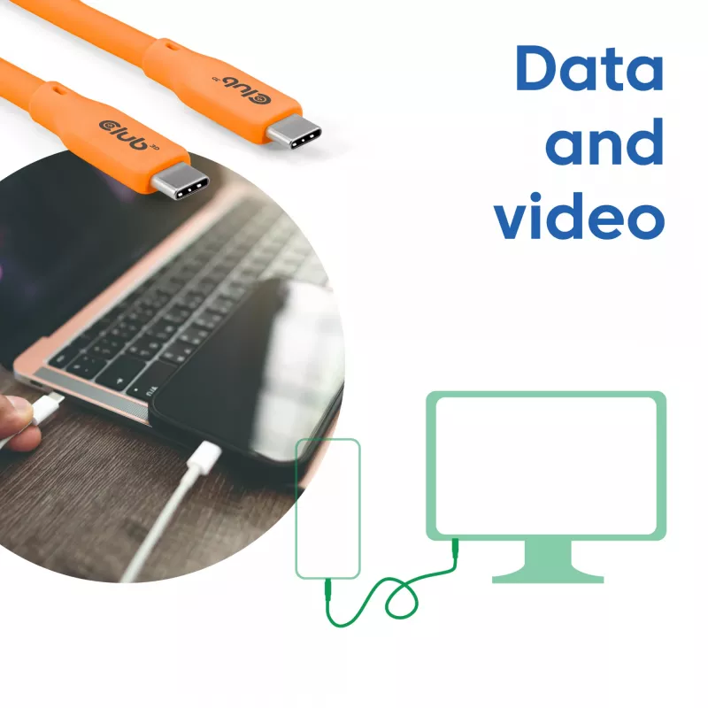 CLUB3D kábel / adaptér USB kábel USB4 Gen 2x2 2 m USB C oranžový