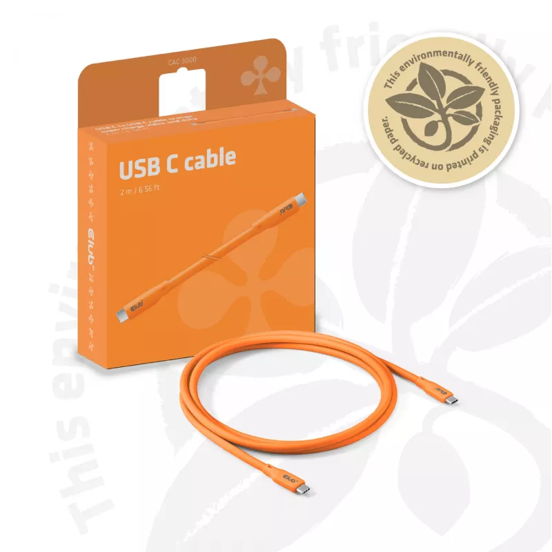 CLUB3D kábel / adaptér USB kábel USB4 Gen 2x2 2 m USB C oranžový