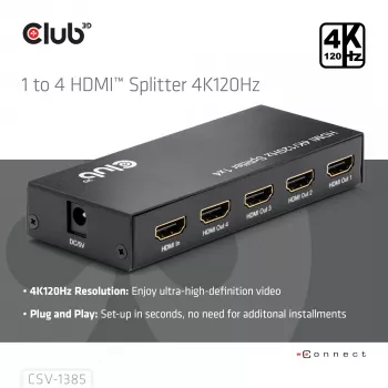 CLUB3D 1 na 4 HDMI™ rozbočovač 4K120Hz