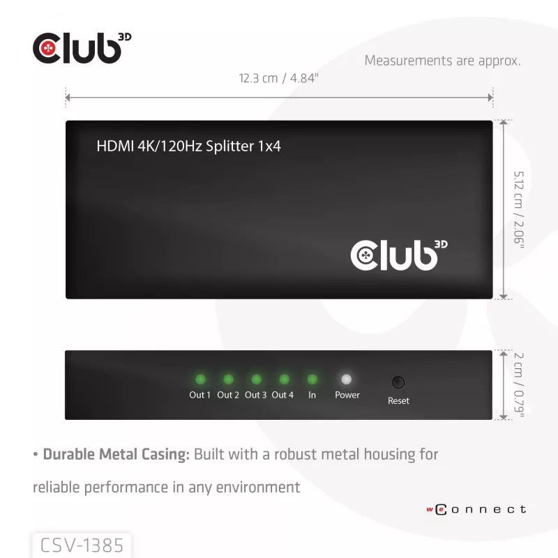 CLUB3D 1 na 4 HDMI™ rozbočovač 4K120Hz