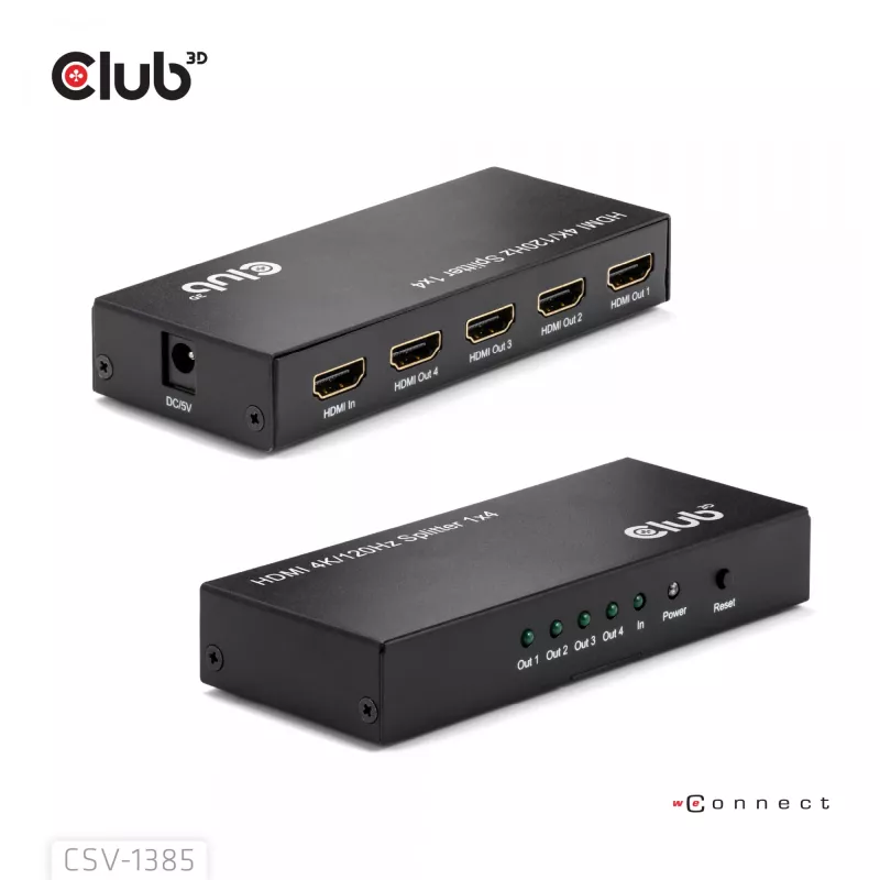CLUB3D 1 na 4 HDMI™ rozbočovač 4K120Hz
