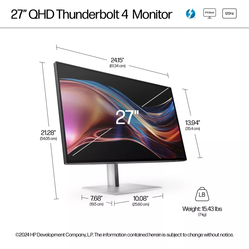 HP Series 7 Pro 27 palcov QHD Thunderbolt 4 monitor - 727pu