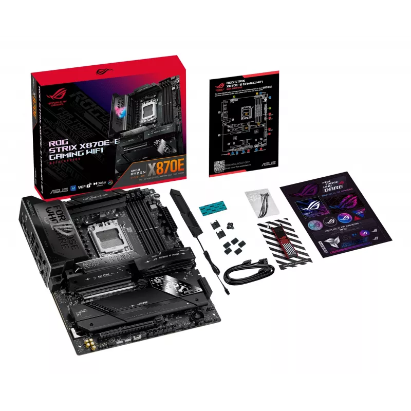 Základná doska ASUS ROG STRIX X870E-E GAMING WIFI ATX, AMD X870E, Socket AM5, DDR5, 4 DIMM, Wi‑Fi 7, Bluetooth 5.4, 5Gb LAN