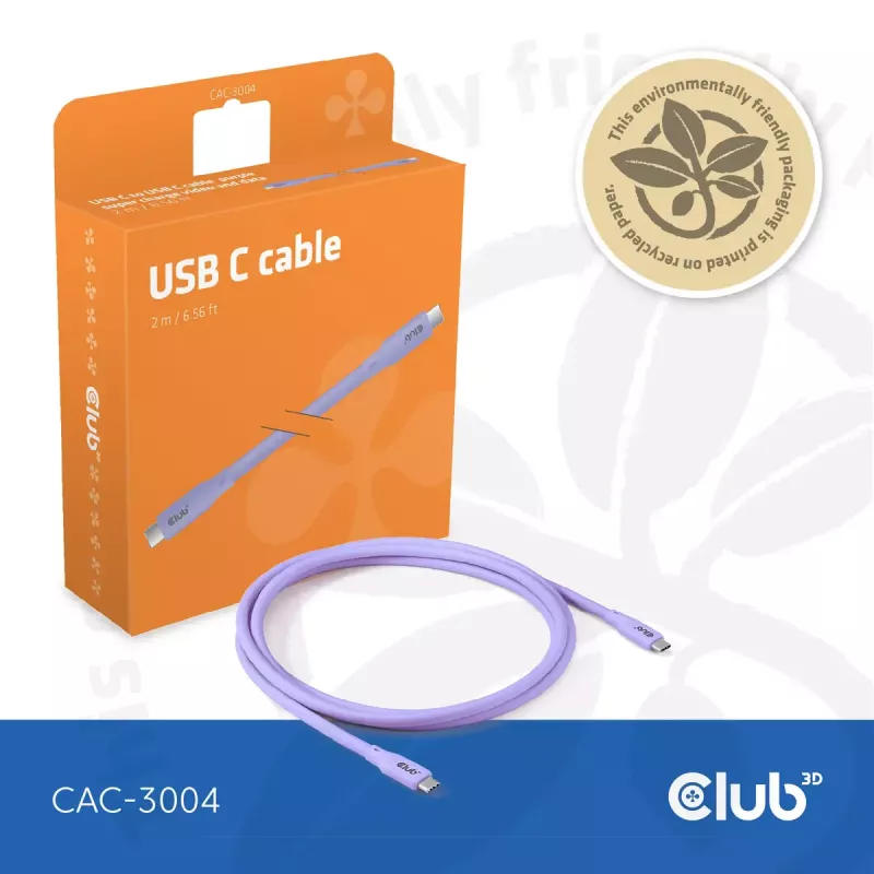 USB-C kábel CLUB3D CAC-3004 2m fialový