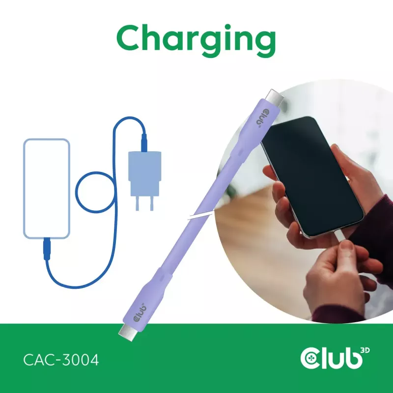 USB-C kábel CLUB3D CAC-3004 2m fialový