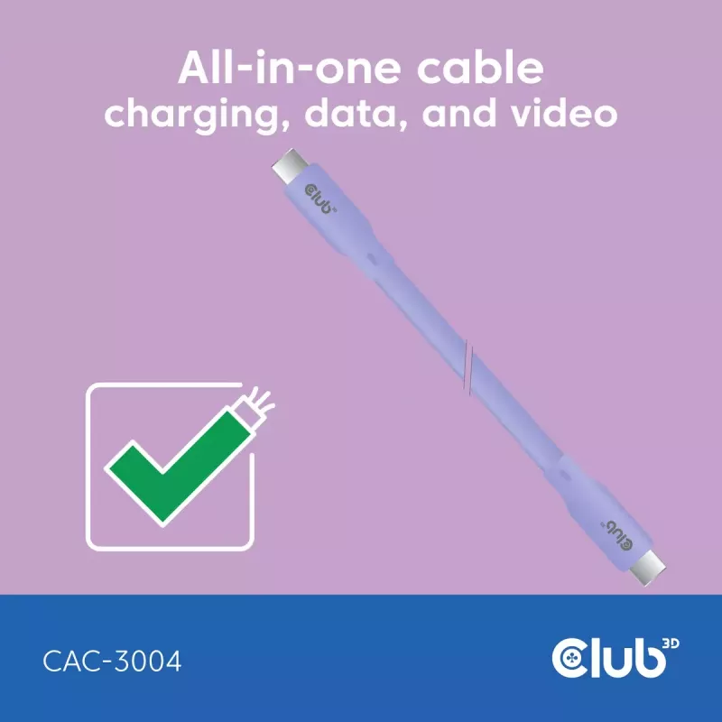 USB-C kábel CLUB3D CAC-3004 2m fialový