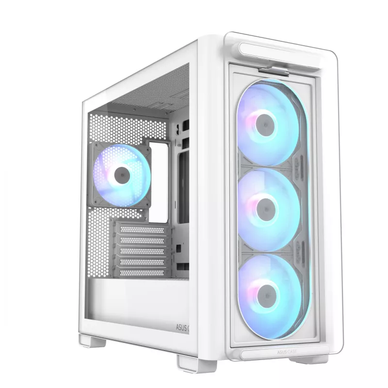 ASUS A23 PLUS TG ARGB WHITE, PC, biela, micro ATX, Mini-ITX, Multi, 16,5 cm, 38 cm