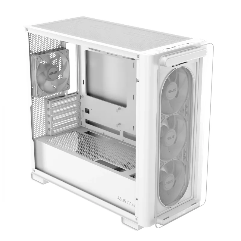 ASUS A23 PLUS TG ARGB WHITE, PC, biela, micro ATX, Mini-ITX, Multi, 16,5 cm, 38 cm