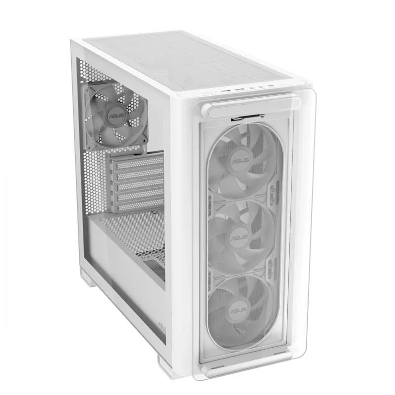 ASUS A23 PLUS TG ARGB WHITE, PC, biela, micro ATX, Mini-ITX, Multi, 16,5 cm, 38 cm