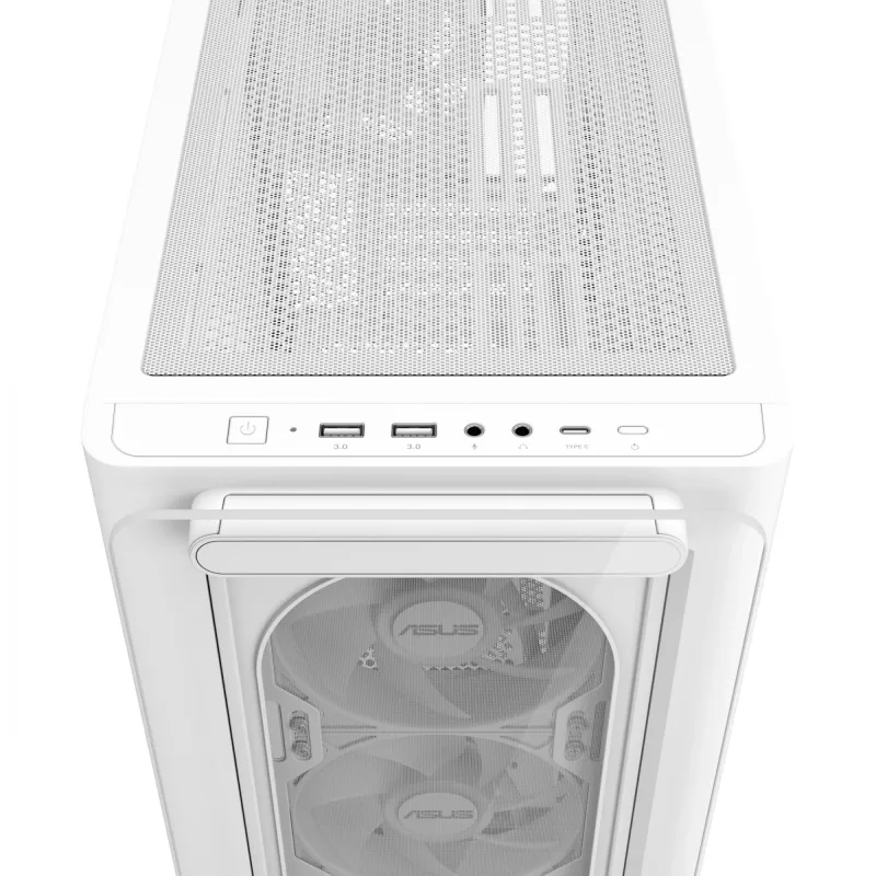 ASUS A23 PLUS TG ARGB WHITE, PC, biela, micro ATX, Mini-ITX, Multi, 16,5 cm, 38 cm