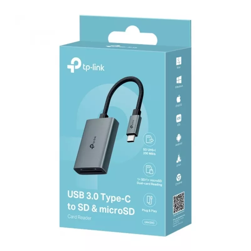 TP-Link UA430C čítačka kariet USB 3.2 Gen 1 (3.1 Gen 1) Type-C sivá