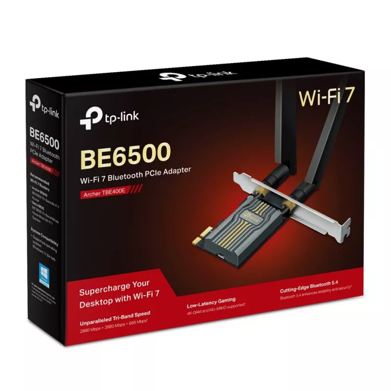 TP-Link BE6500 interná WLAN/Bluetooth 2880 Mbit/s Tri-band Wi-Fi 7