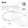Club3D CAC-1572 certifikovaný kábel USB 80 Gbps, USB-C na USB-C, 240 W PD, 8K240Hz, 1,2 m, biely
