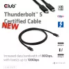 CLUB3D Thunderbolt™ 5 certifikovaný kábel 8K240Hz dáta 80/120 Gbps EPR 240 Watt M/M 1m / 3,28ft