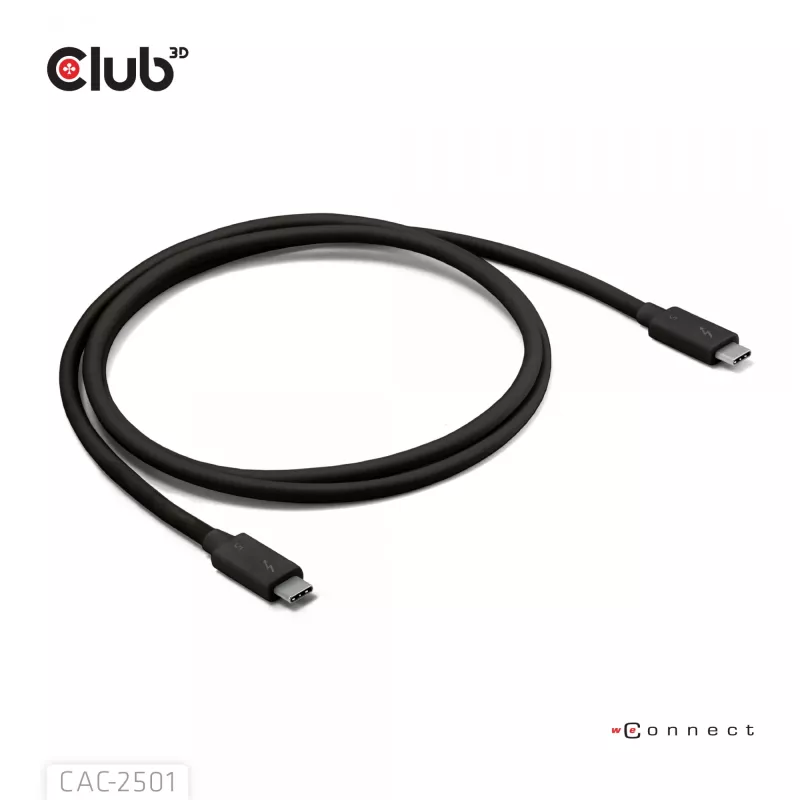CLUB3D Thunderbolt™ 5 certifikovaný kábel 8K240Hz dáta 80/120 Gbps EPR 240 Watt M/M 1m / 3,28ft