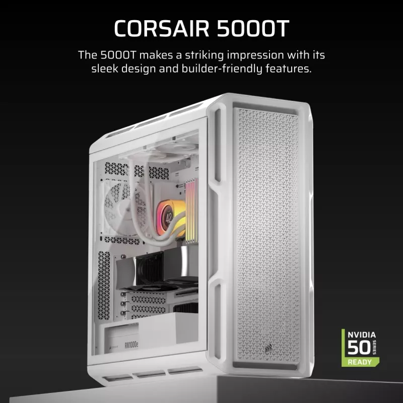 CORSAIR PC skriňa - 5000T Mid-Tower High-Performance - biela