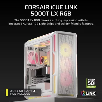 CORSAIR PC skriňa - 5000T LX RGB Midi-Tower (tempered Glass) biela