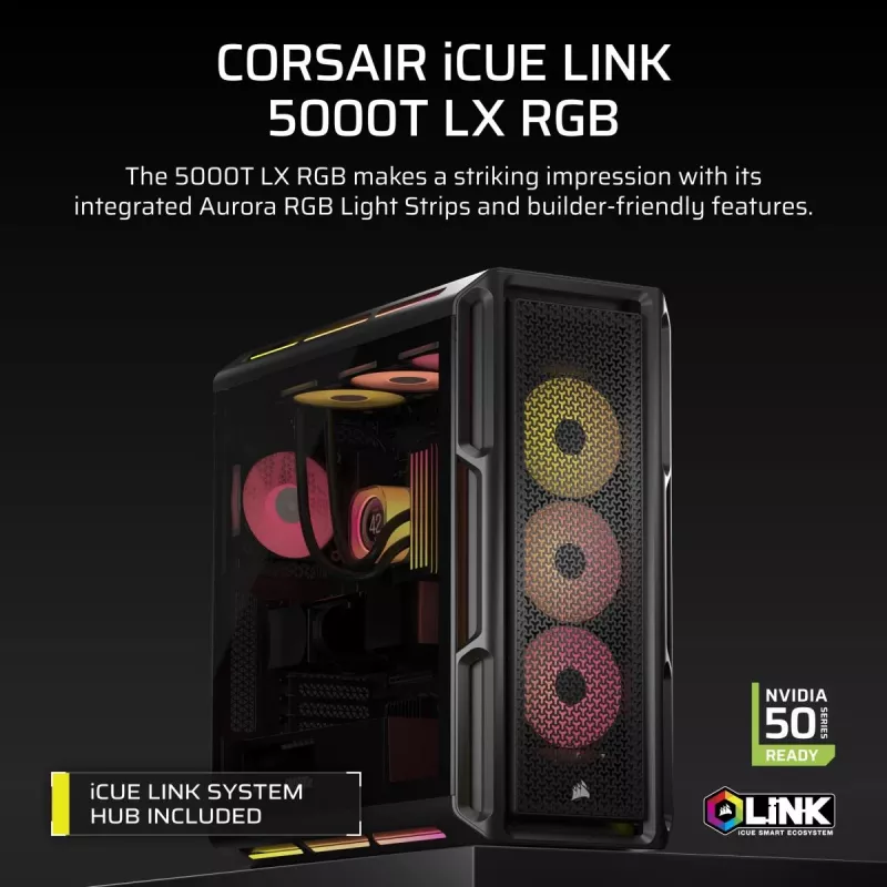 CORSAIR PC skriňa - Icue Link 5000t Lx RGB Mid-Tower High-Performance