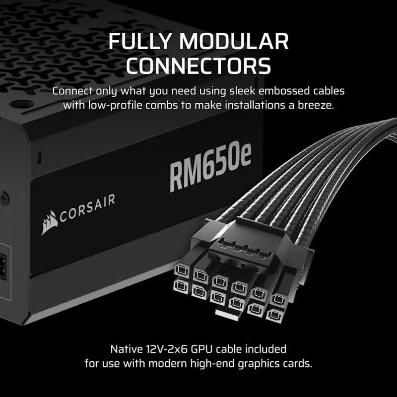 CORSAIR napájací zdroj - RMe séria RM650e plne modulárny, tichý ATX 650W